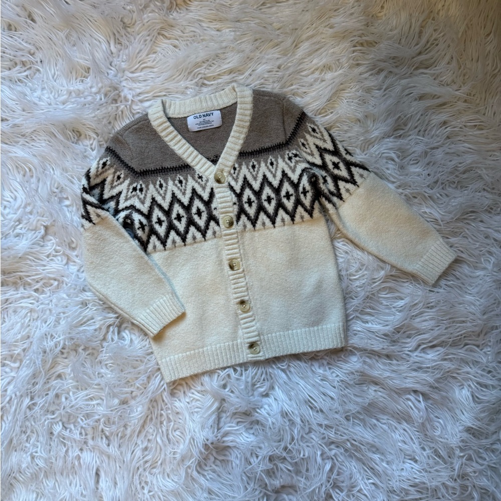 Old Navy Cream and Brown Kids Cardigan